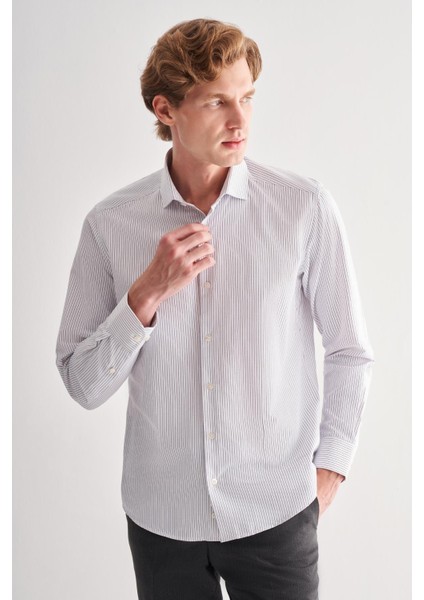 Beyaz Yarım Italyan Yaka Uzun Kol Cepsiz Slimfit Fit Classic Gömlek 1004255162 modelleri