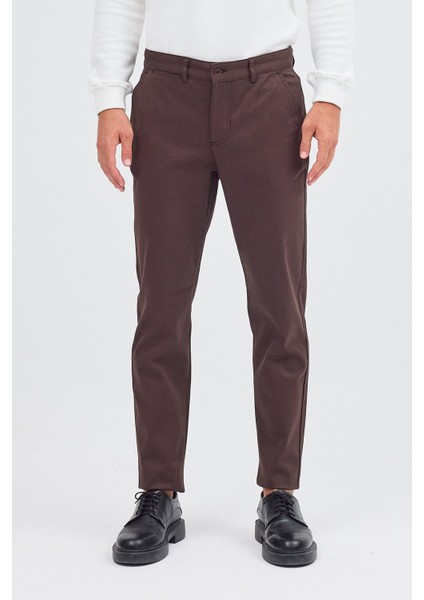 Sütlü Kahverengi Yan Cep Düz Paça Pamuklu Slim Fit Chino Casual Pantolon 1003255155 fiyatları
