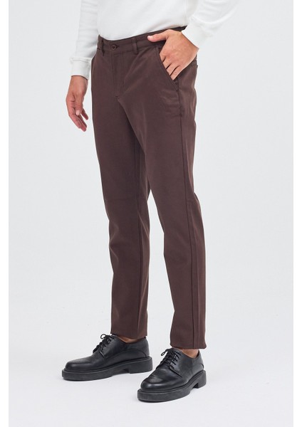 Sütlü Kahverengi Yan Cep Düz Paça Pamuklu Slim Fit Chino Casual Pantolon 1003255155 modelleri