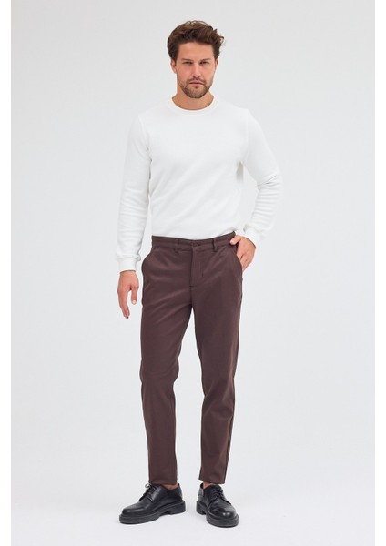 Sütlü Kahverengi Yan Cep Düz Paça Pamuklu Slim Fit Chino Casual Pantolon 1003255155 fırsatları