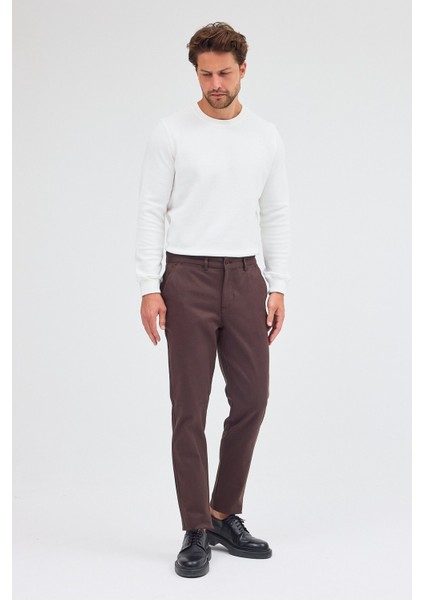 Sütlü Kahverengi Yan Cep Düz Paça Pamuklu Slim Fit Chino Casual Pantolon 1003255155 indirimleri