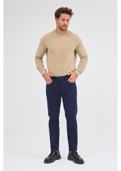 Koyu Lacivert 5 Cep Düz Paça Pamuklu Slim Fit 5 Cep Casual Pantolon 1003255154