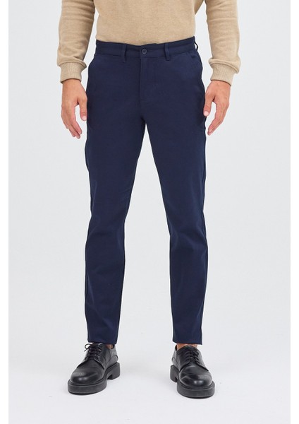 Koyu Lacivert Yan Cep Düz Paça Pamuklu Slim Fit Chino Casual Pantolon 1003255155 fiyatları