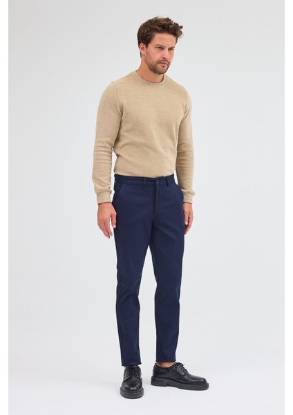 Koyu Lacivert Yan Cep Düz Paça Pamuklu Slim Fit Chino Casual Pantolon 1003255155 fırsatları