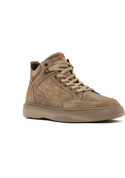 Erkek Bej Bağcıklı Süet Deri Spor Bot 25WFD702310