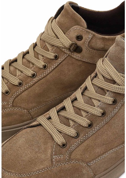 Erkek Bej Bağcıklı Süet Deri Spor Bot 25WFD702310