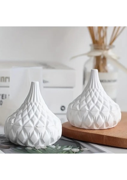 Silikon Kalıp Geometrik Estet Su Damlası Şeklinde Saklama Kutusu, Mum Kabı, Çalışma Masasın Düzenleyici Ev Aksesuarıyla Festival Hediyesi