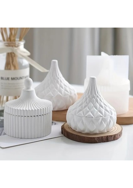 Silikon Kalıp Geometrik Estet Su Damlası Şeklinde Saklama Kutusu, Mum Kabı, Çalışma Masasın Düzenleyici Ev Aksesuarıyla Festival Hediyesi