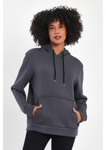 Kadın Kapşonlu Rahat Kalıp Içi Polarlı 3 Iplik Sweatshırt SPR24SWK55 modelleri