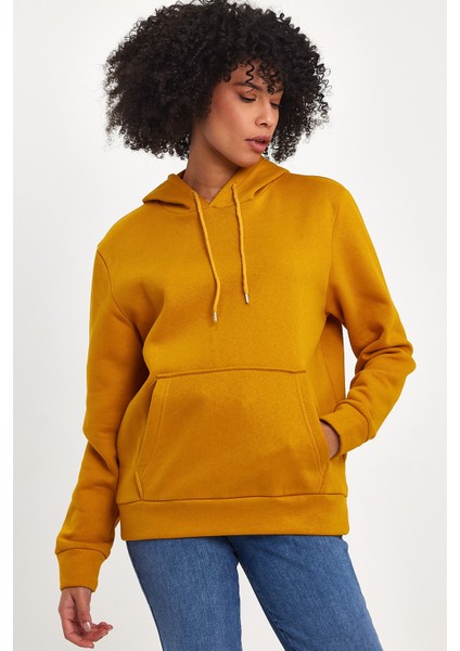 Kadın Kapşonlu Rahat Kalıp Içi Polarlı 3 Iplik Sweatshırt SPR24SWK55 modelleri