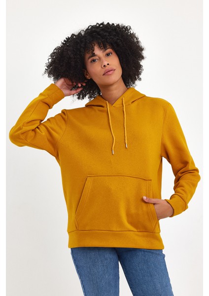 Kadın Kapşonlu Rahat Kalıp Içi Polarlı 3 Iplik Sweatshırt SPR24SWK55 fırsatları