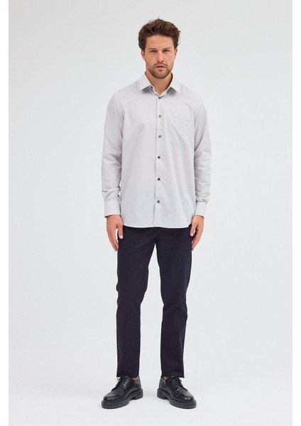 Taş Rengi Sert Yaka Uzun Kol Easy To Iron Comfort Fit Pamuklu Gömlek 1004255300 fiyatları