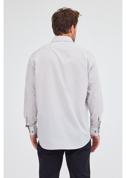 Taş Rengi Sert Yaka Uzun Kol Easy To Iron Comfort Fit Pamuklu Gömlek 1004255300 indirimleri