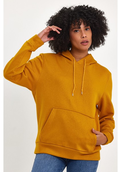 Kadın Kapşonlu Rahat Kalıp Içi Polarlı 3 Iplik Sweatshırt SPR24SWK55 indirimleri