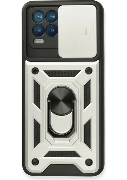 Realme 8 Kılıf Pars Lens Yüzüklü Silikon - Gümüş