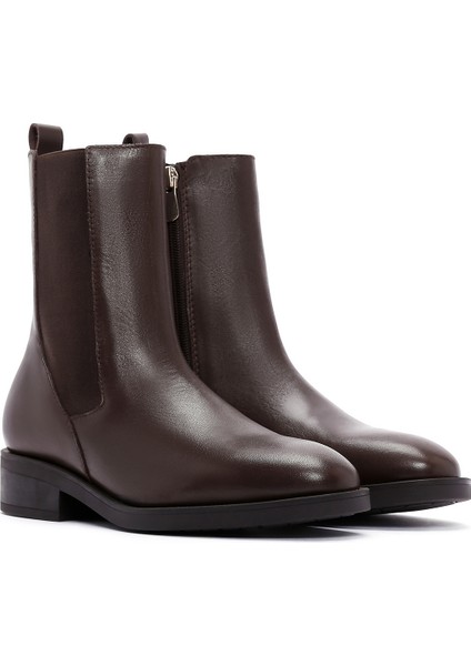 Kadın Kahverengi Fermuarlı Deri Casual Bot 25WFD550018 fırsatları