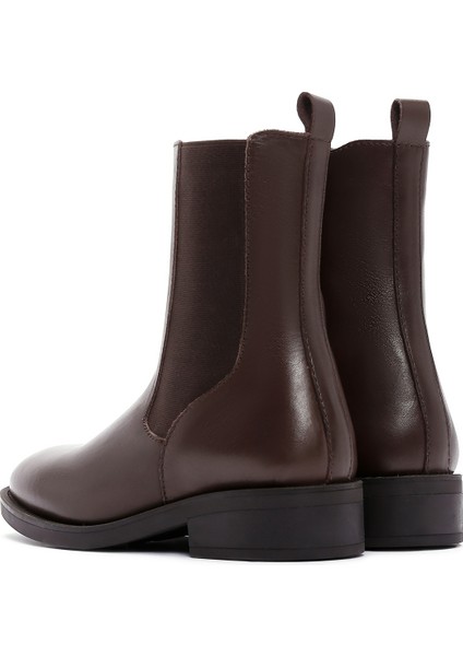 Kadın Kahverengi Fermuarlı Deri Casual Bot 25WFD550018