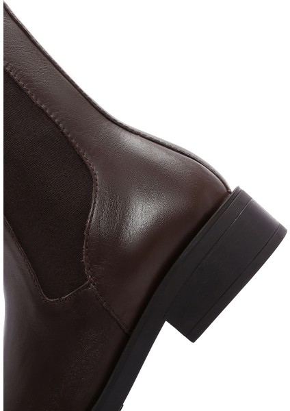 Kadın Kahverengi Fermuarlı Deri Casual Bot 25WFD550018