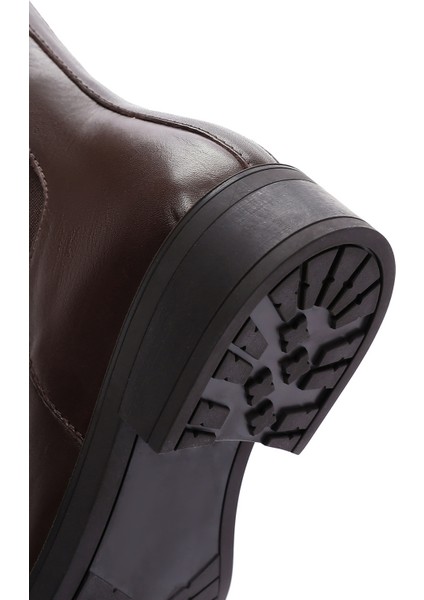 Kadın Kahverengi Fermuarlı Deri Casual Bot 25WFD550018