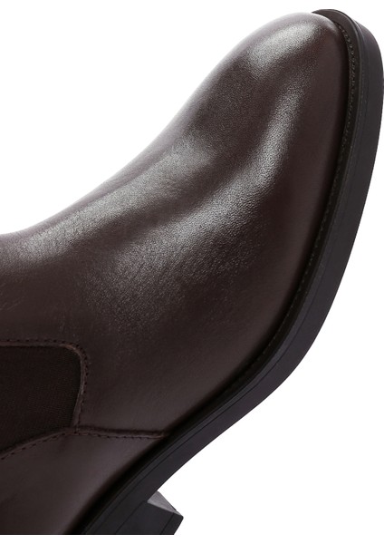 Kadın Kahverengi Fermuarlı Deri Casual Bot 25WFD550018