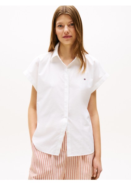 Poplın Sleeveless Relaxed Shırt Kadın Beyaz Gömlek - WW0WW45897