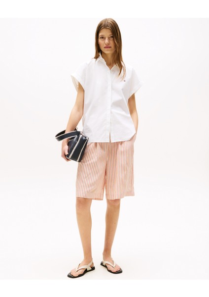 Poplın Sleeveless Relaxed Shırt Kadın Beyaz Gömlek - WW0WW45897 fiyatları