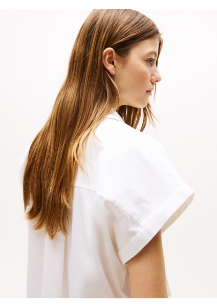 Poplın Sleeveless Relaxed Shırt Kadın Beyaz Gömlek - WW0WW45897 modelleri