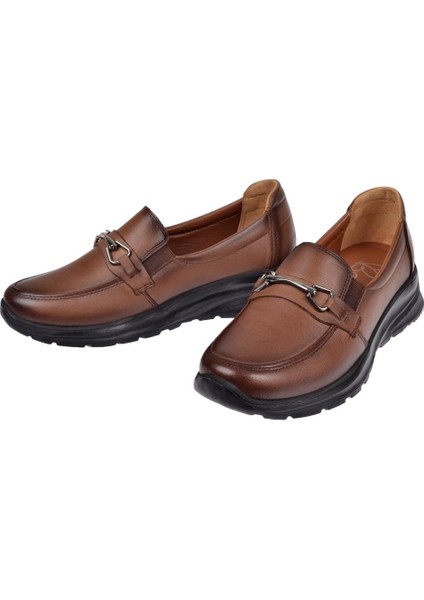 Hakiki Deri Hafif Tabanlı Comfort Kadın Ayakkabı BEE-033T Kahve fırsatları