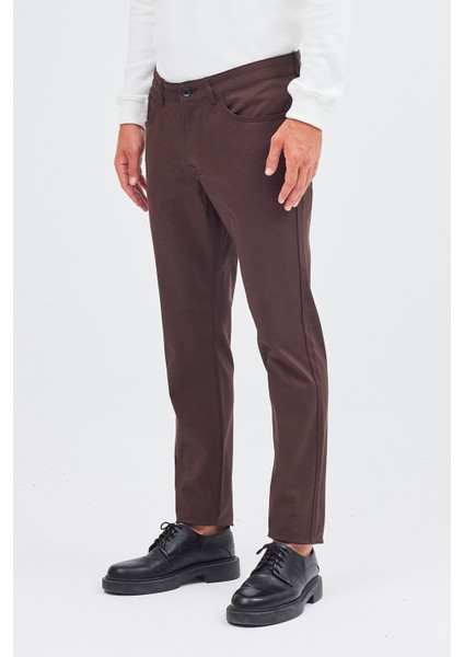 Sütlü Kahverengi 5 Cep Düz Paça Pamuklu Slim Fit 5 Cep Casual Pantolon 1003255154 modelleri