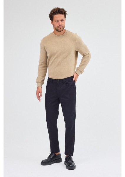 Siyah 5 Cep Düz Paça Pamuklu Slim Fit 5 Cep Casual Pantolon 1003255154