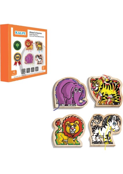 Nessiworld KAL-1019-1020 Chiva, Ahşap Ip Geçirme- Safari Hayvanlar