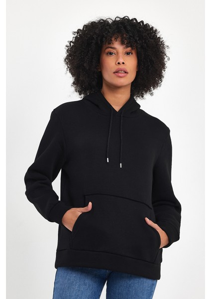 Kadın Kapşonlu Rahat Kalıp Içi Polarlı 3 Iplik Sweatshırt SPR24SWK55 modelleri