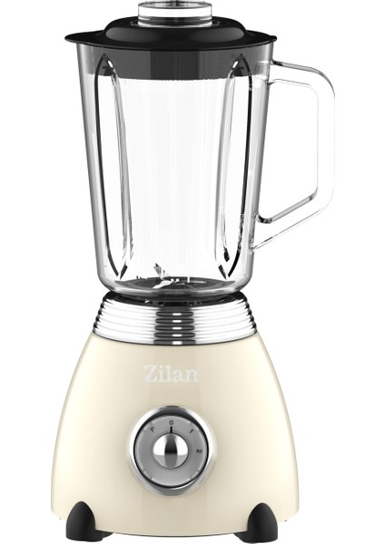 Şık Retro Stand Blender, 1,5l Cam Hazne, 500W, 2 Hız, Bej