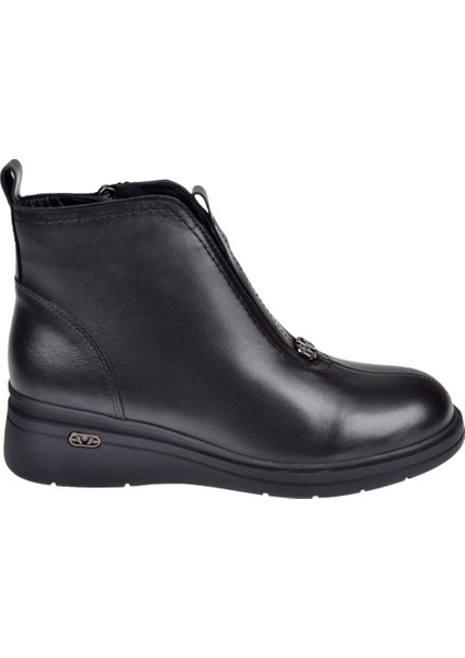 Hakiki Deri Önü Lastikli Dolgu Taban Kadın Bot BEE-5068 Siyah fiyatları