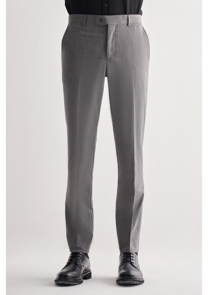 Füme Yan Cep Açık Paça Kendinden Desenli Slim Fit Pantolon 1003255152 modelleri