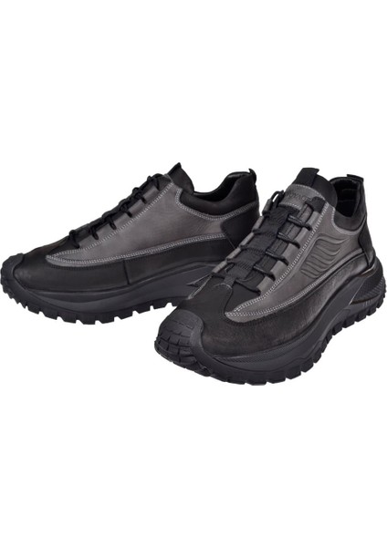 Hakiki Deri Comfort Erkek Ayakkabı VOY-434 Siyah Gri fırsatları