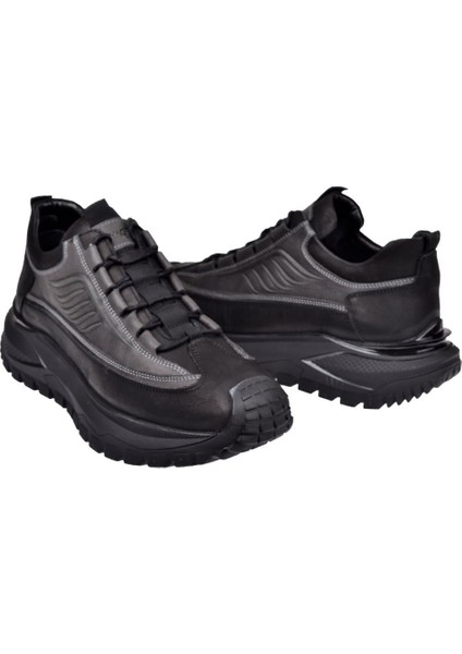 Hakiki Deri Comfort Erkek Ayakkabı VOY-434 Siyah Gri indirimleri