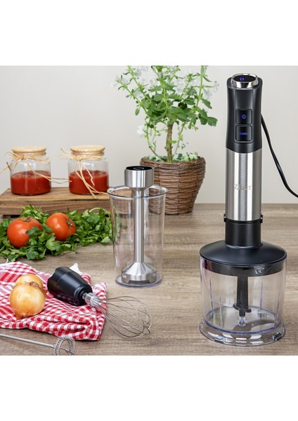 Güçlü 1200W Blender Seti, 12 Hız, Turbo, Paslanmaz Çelik Bıçaklar, Gri Renk indirimleri