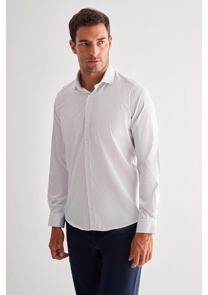 Beyaz Yarım Italyan Yaka Uzun Kol Cepsiz Slim Fit Cls Gömlek 1004255174 modelleri