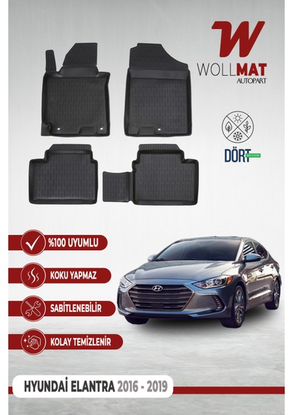 Hyundai Elantra Uyumlu Paspas 2016 2019 Arası 3D Havuzlu Paspas Seti