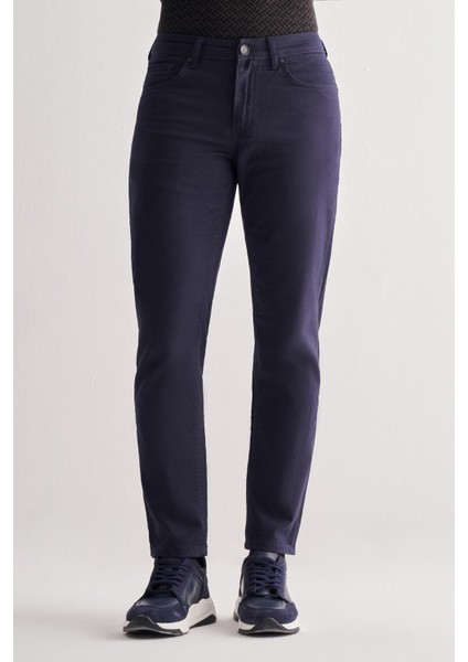 Koyu Lacivert Casual Slim Fit 5 Cep Düz Paça Pantolon 1003255320