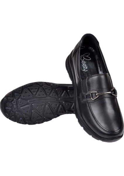 Hakiki Deri Hafif Tabanlı Comfort Kadın Ayakkabı BEE-033T Siyah indirimleri