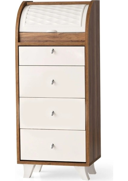 Ahşap Çekmeceli Desenli Mutfak Kiler Dolabı Ekmeklik Çok Amaçlı Dolap (KURULU TESLİMAT)