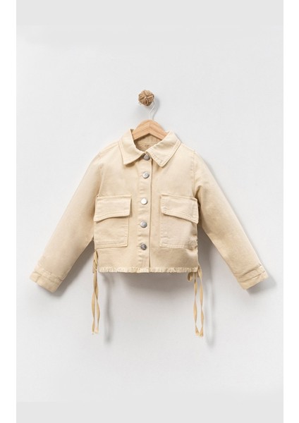 Kız Çocuk Yandan Büzgülü Cepli Kot Ceket fiyatları