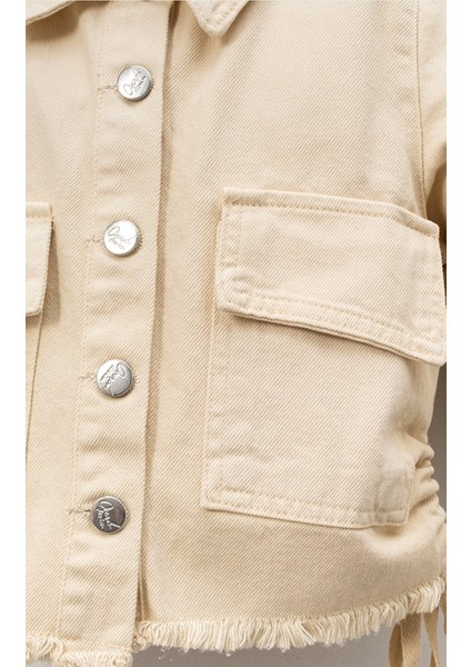 Kız Çocuk Yandan Büzgülü Cepli Kot Ceket indirimleri