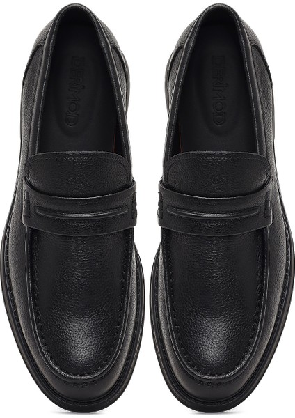Erkek Siyah Deri Loafer 25WFD696518