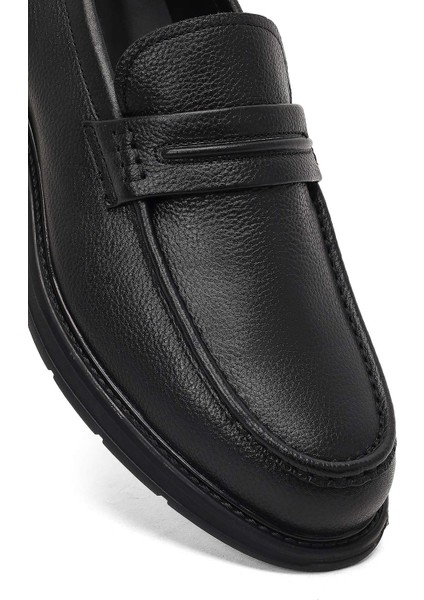 Erkek Siyah Deri Loafer 25WFD696518