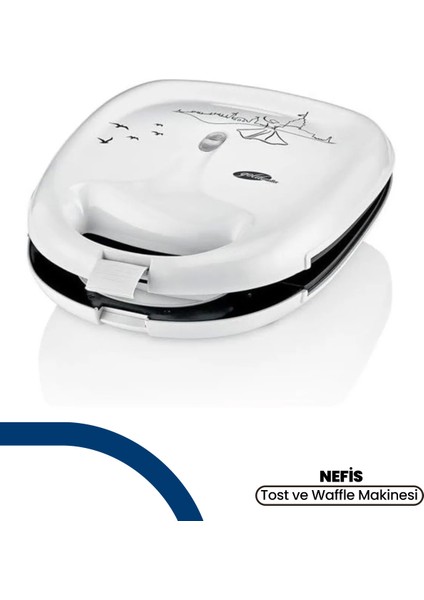 Beyaz Tost ve Waffle Makinesi GM-7430, Pratik ve Şık Tasarım