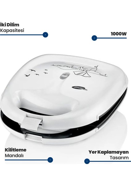 Beyaz Tost ve Waffle Makinesi GM-7430, Pratik ve Şık Tasarım fiyatları