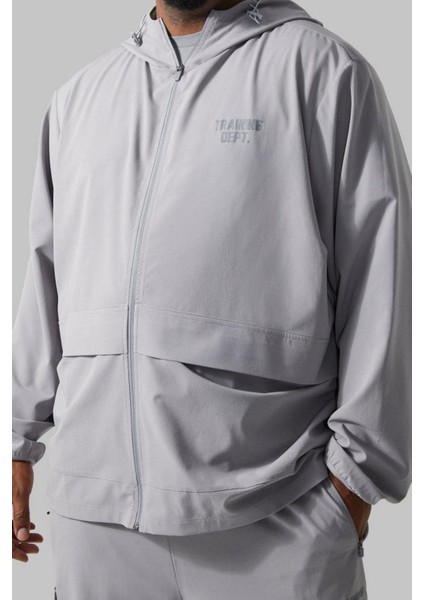 Kapüşonlu Cep Detaylı Büyük Beden Rüzgarlık